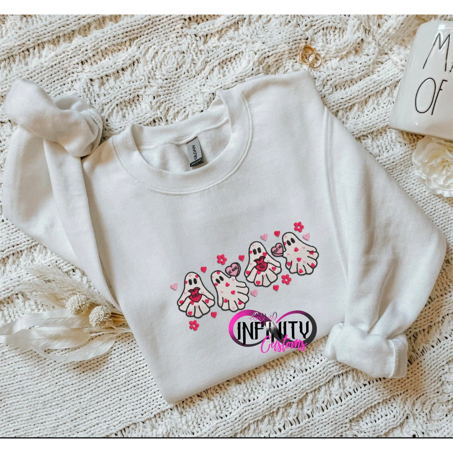 Valentines Ghost Embroidered Sweatshirt