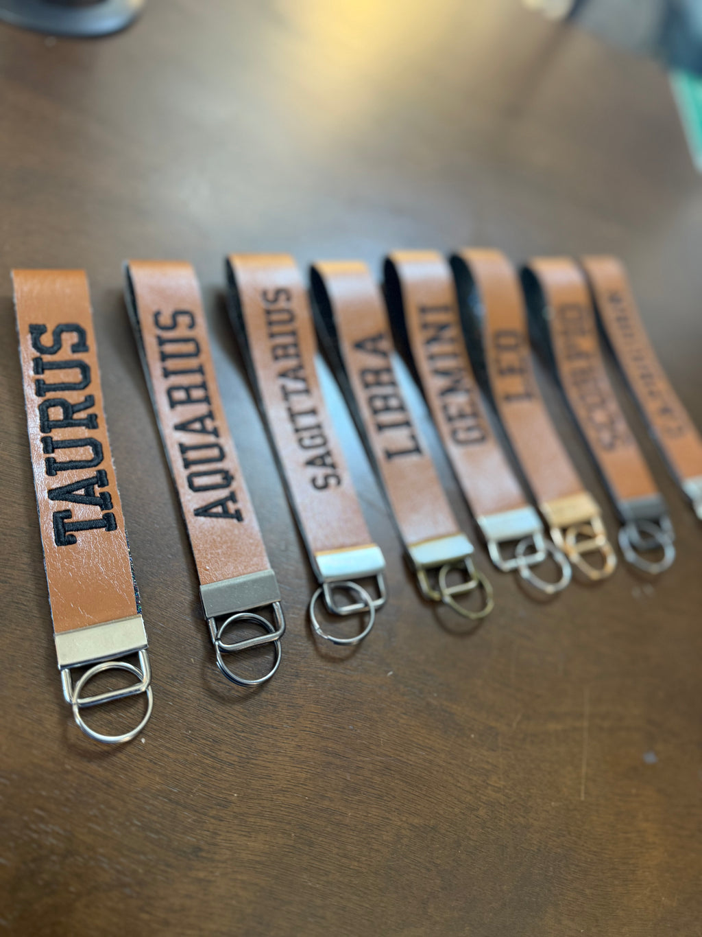 Zodiac Wristlet Keychain- Faux Leather