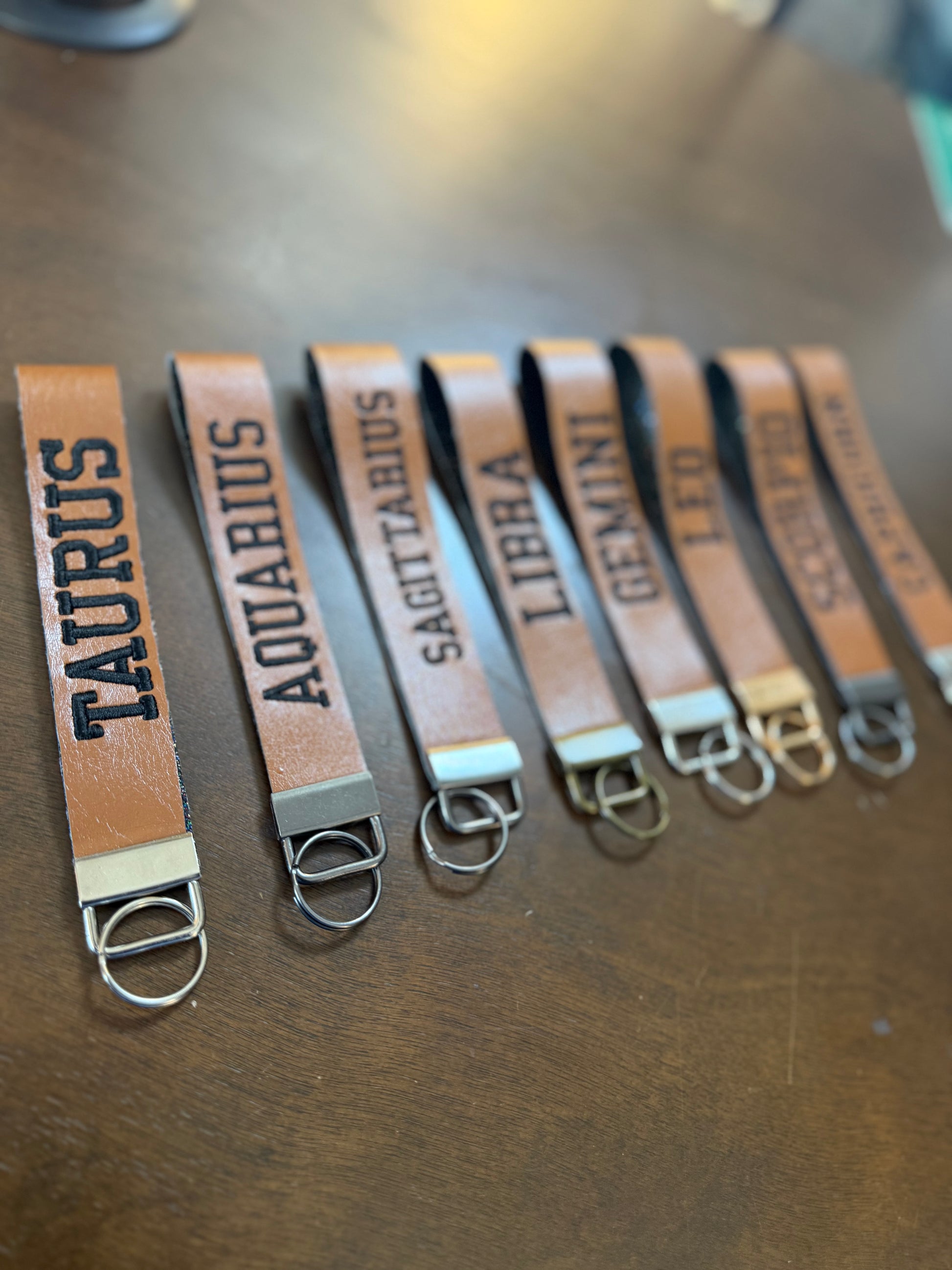 Zodiac Wristlet Keychain- Faux Leather