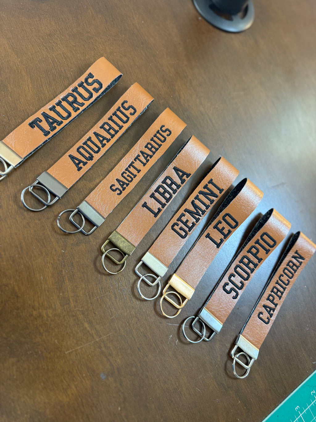 Zodiac Wristlet Keychain- Faux Leather