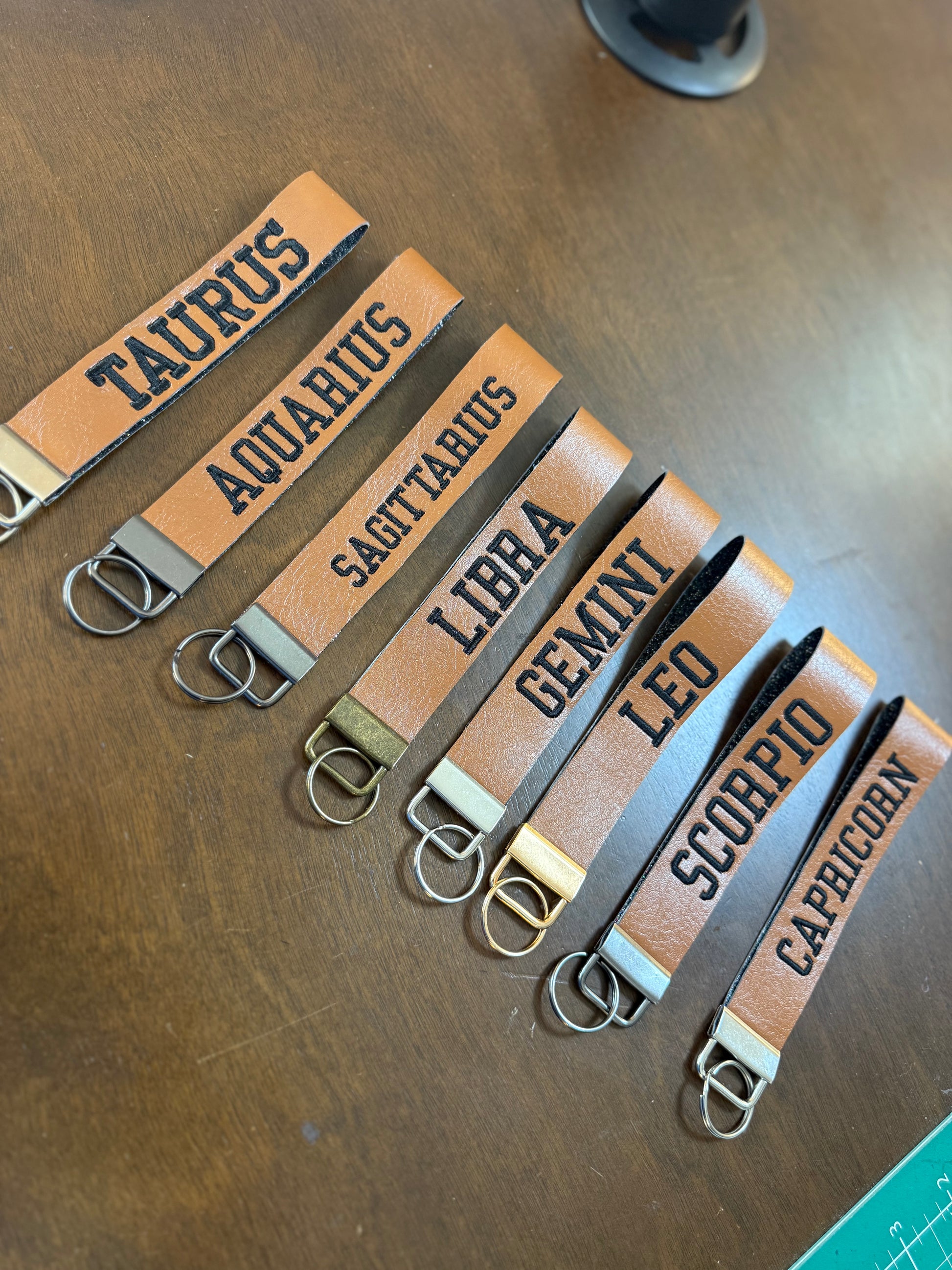 Zodiac Wristlet Keychain- Faux Leather
