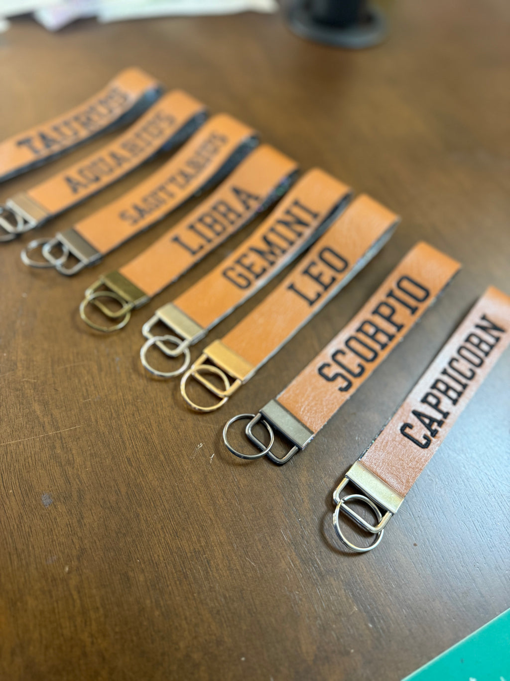 Zodiac Wristlet Keychain- Faux Leather