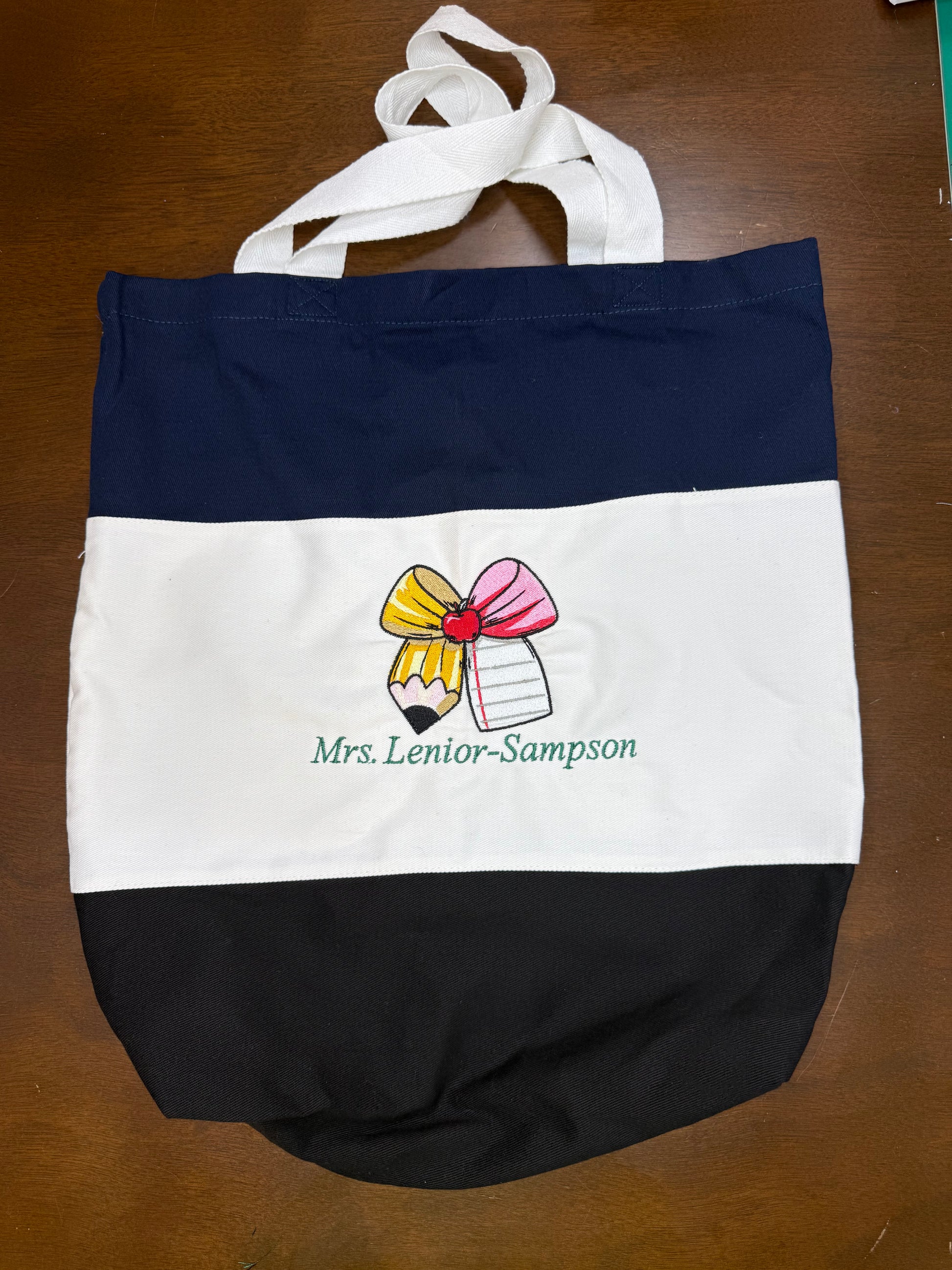 Custom Embroidered Teacher Tote Bag