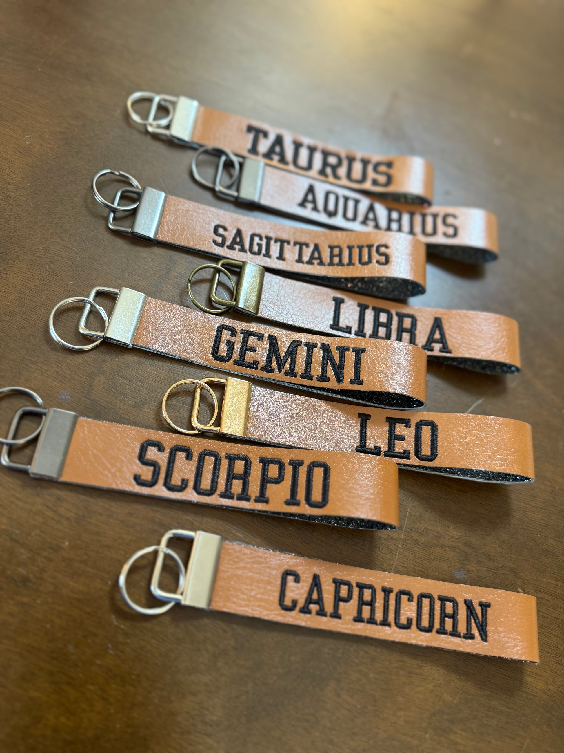 Zodiac Wristlet Keychain- Faux Leather