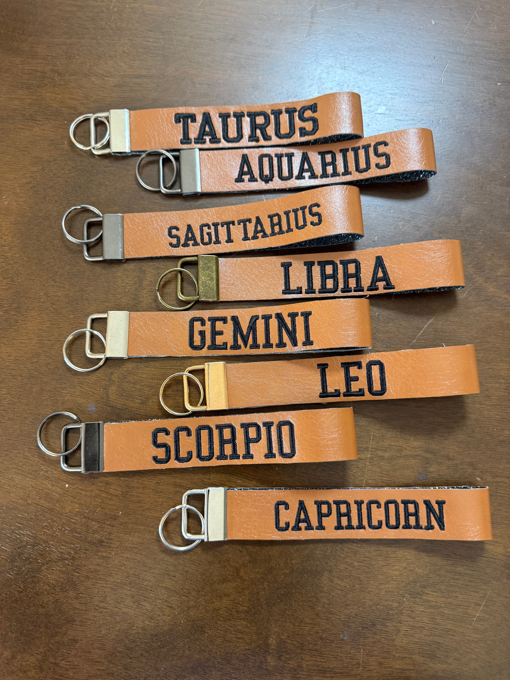 Zodiac Wristlet Keychain- Faux Leather
