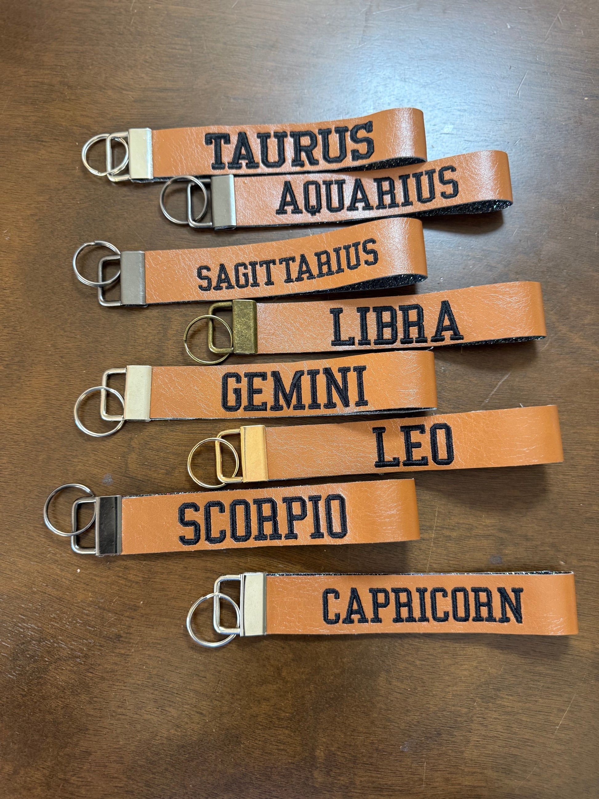 Zodiac Wristlet Keychain- Faux Leather