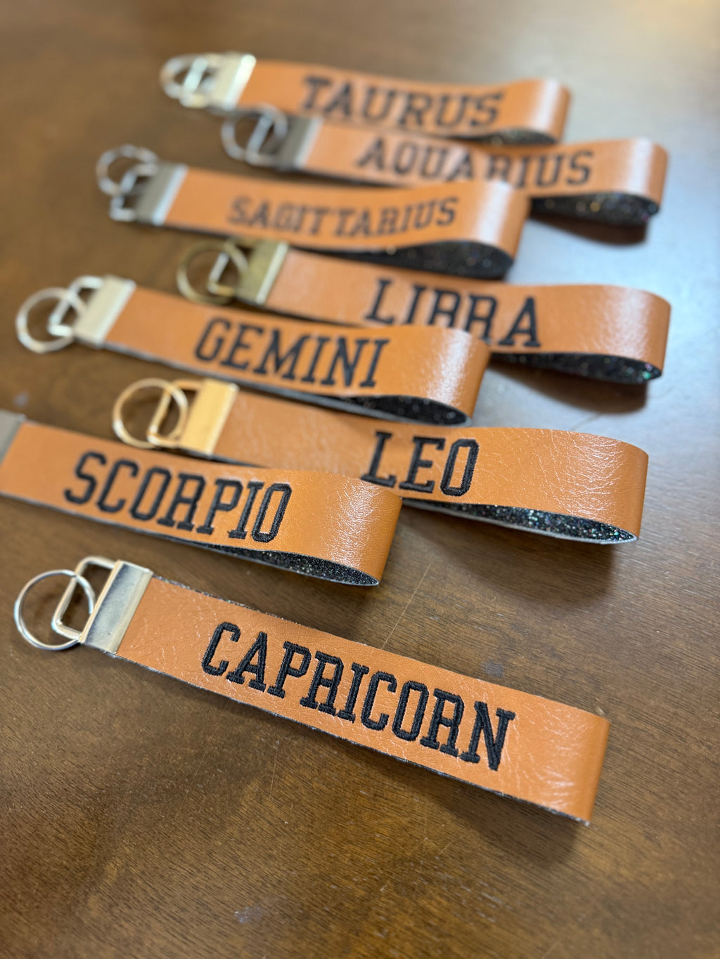 Zodiac Wristlet Keychain- Faux Leather