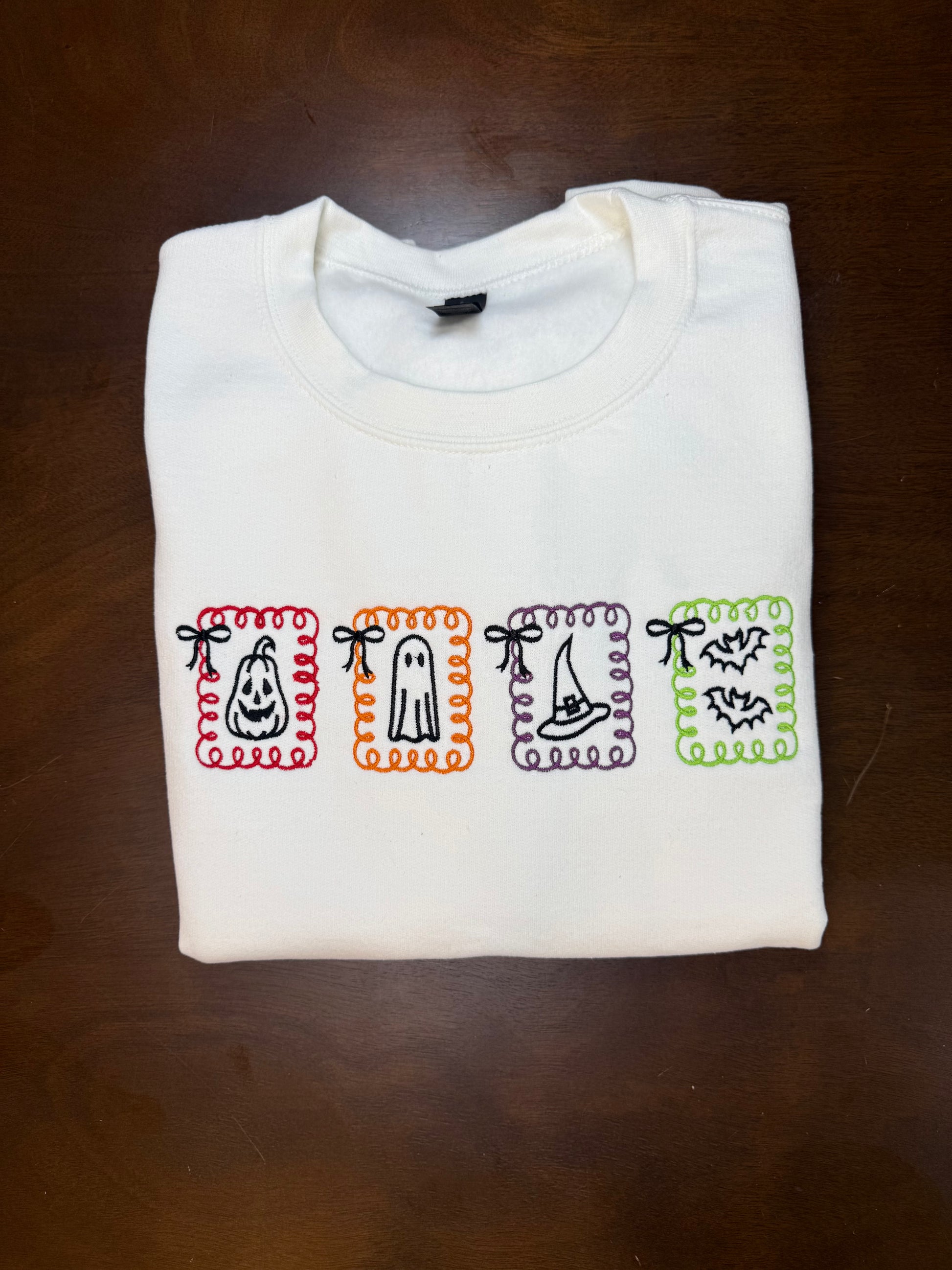 Spooky Halloween Frames Embroidered Sweatshirt