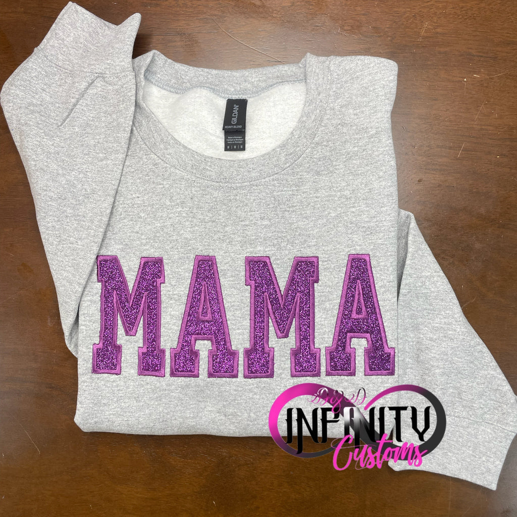 Mama Glitter Embroidered Sweatshirt