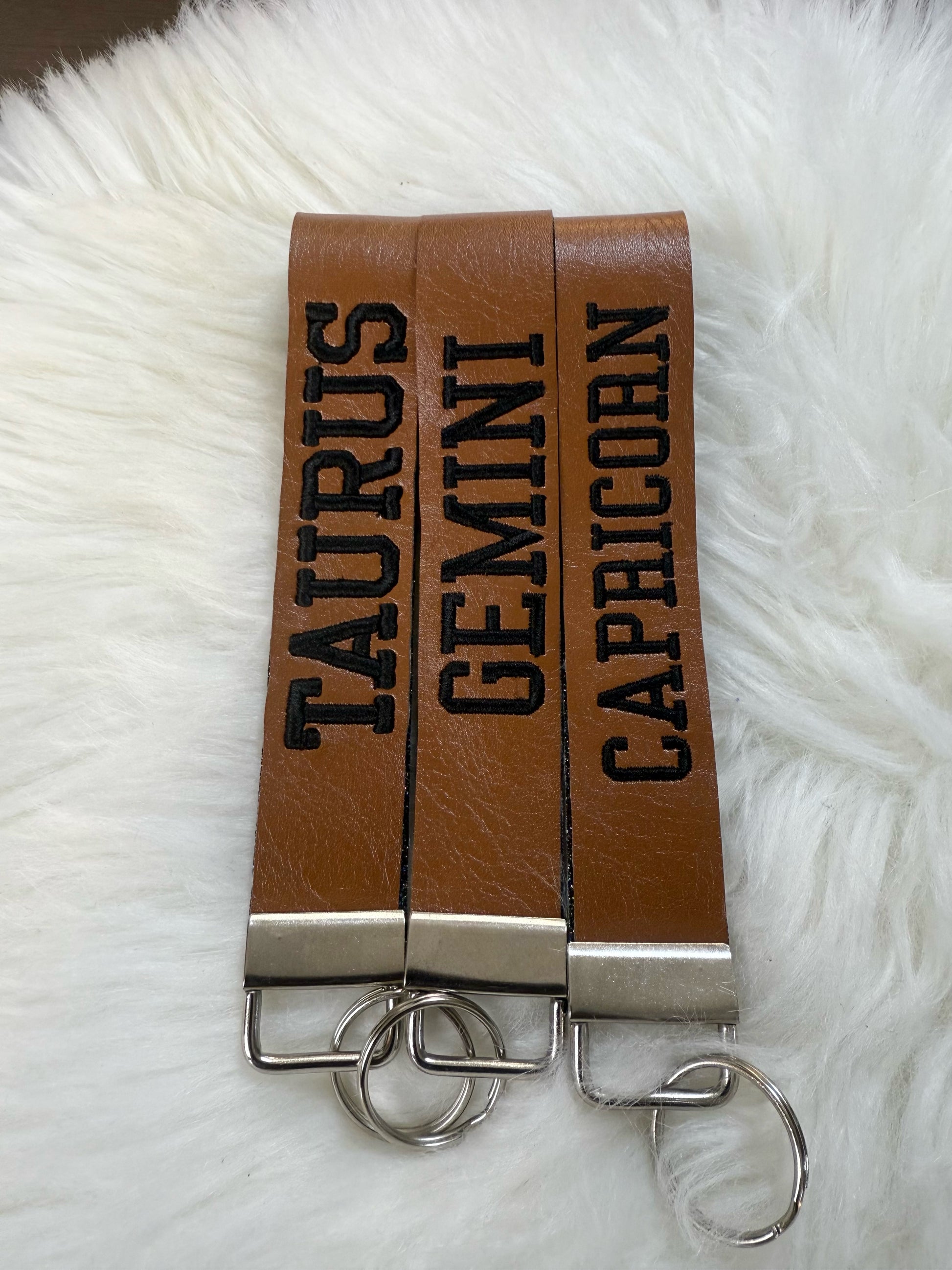 Zodiac Wristlet Keychain- Faux Leather