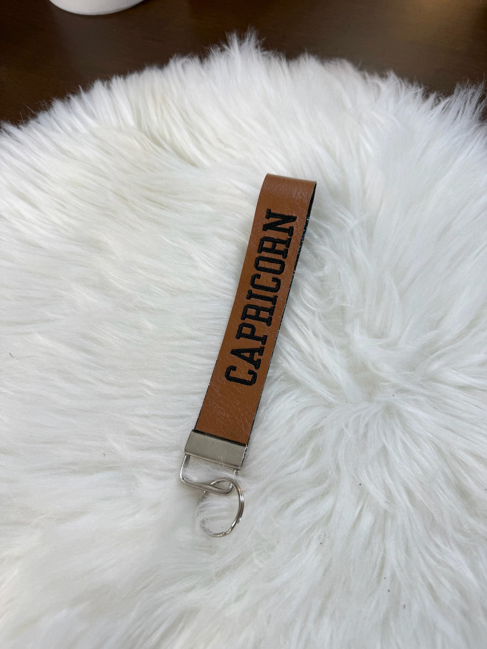 Zodiac Wristlet Keychain- Faux Leather