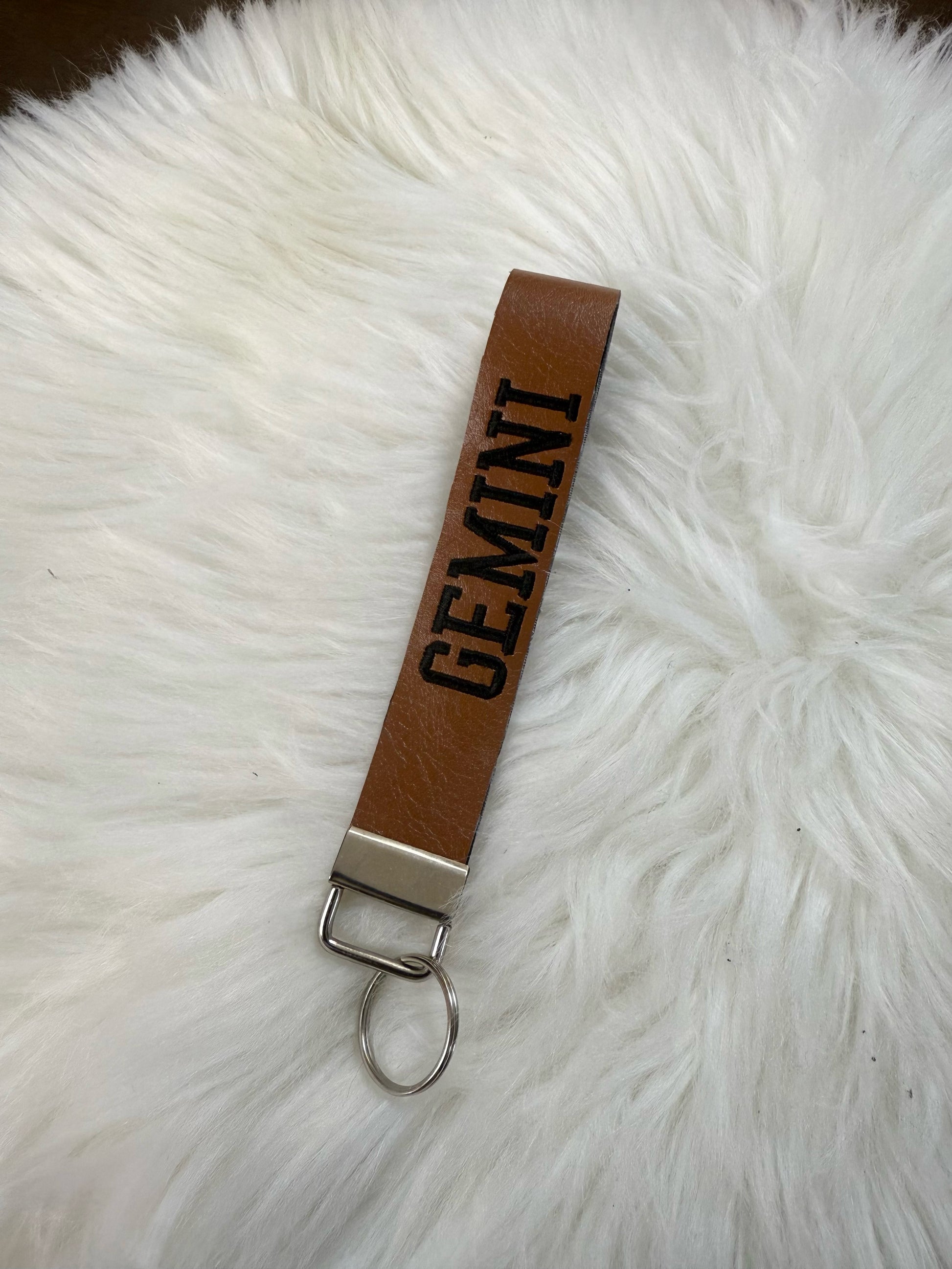 Zodiac Wristlet Keychain- Faux Leather